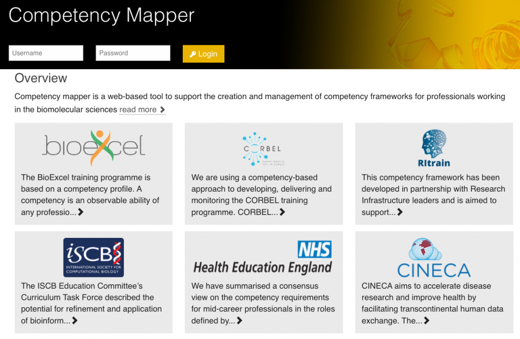 Competency mapper website showcasing projects