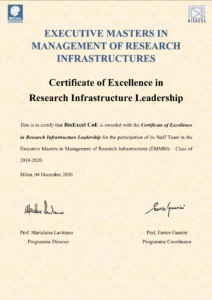 Certificate of Excellence in Research Infrastructure Leadership