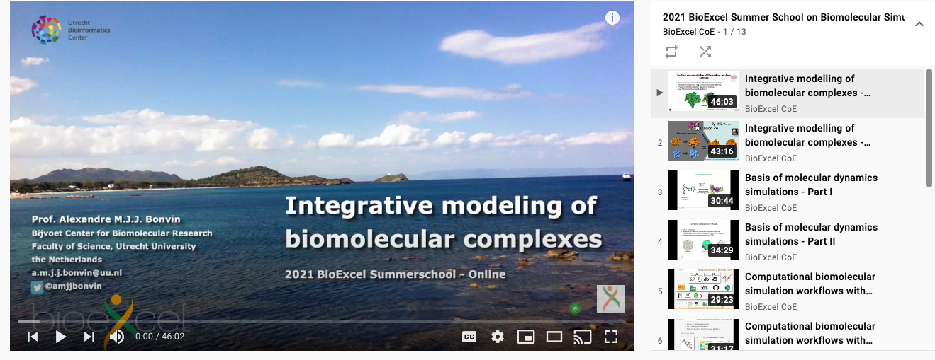 Youtube playlist of lectures from the BioExcel Summer School